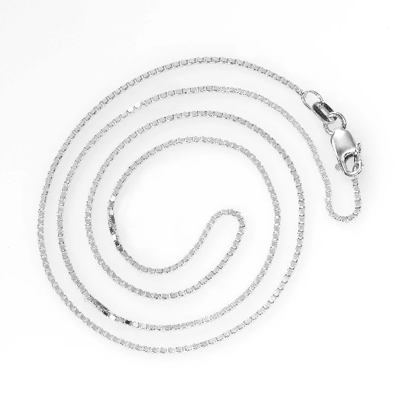 women’s pearl-studded necklaces-Rounded Box Link Necklace, 18 or 24 Inches, Sterling Silver