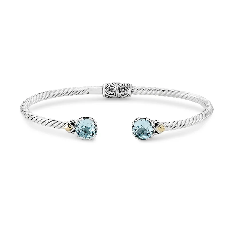 women’s round bracelets-Samuel B. Blue Topaz Birthstone Glow Bangle Bracelet - December