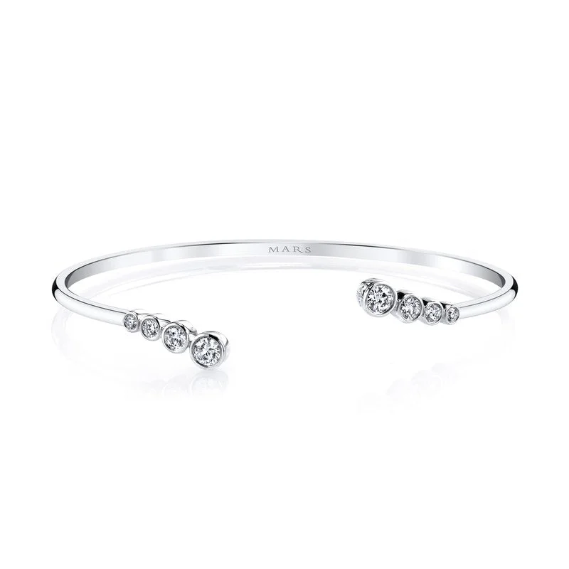 women’s beaded bracelets-14K White Gold 0.76ct. Bezel Set Diamond Cuff Bracelet