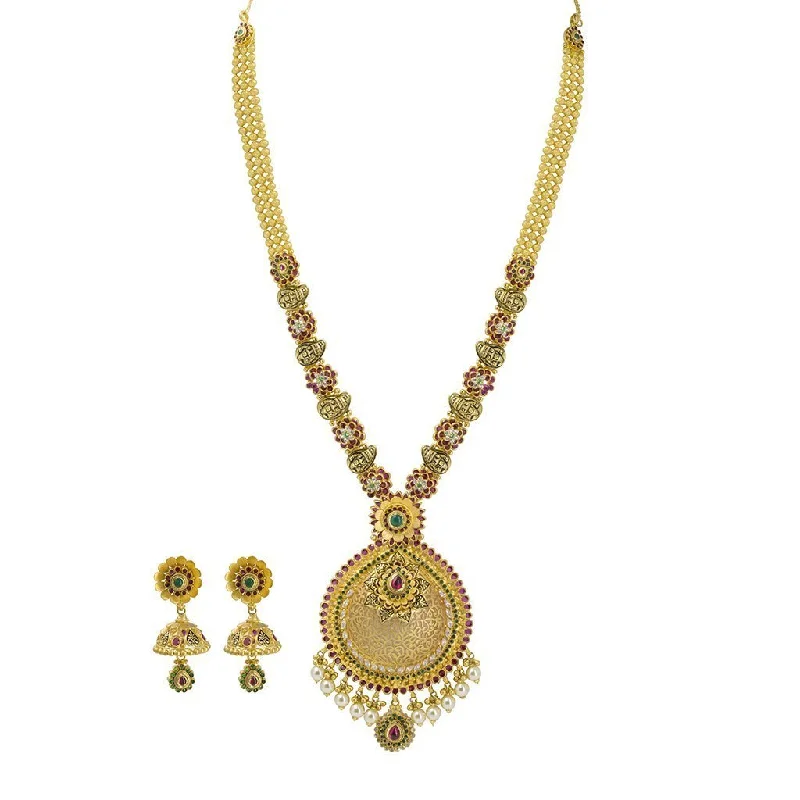 women’s amethyst necklaces-22K Gold Necklace and Earrings Set