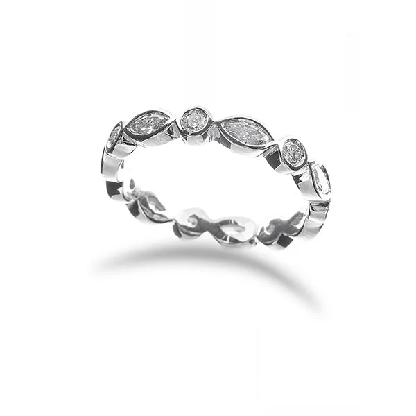 women’s intricate engagement rings-Marquise and Round Diamond Eternity Wedding Band