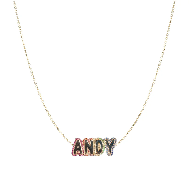 women’s romantic necklaces-Custom Rainbow Bubble Letter Necklace