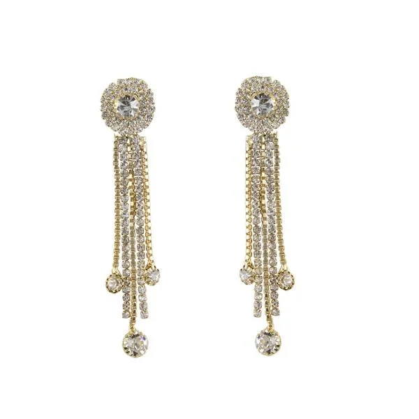 women’s art deco earrings-Tip Top Fashions Austrian Stone Gold Plated Dangler Earrings - 1303308