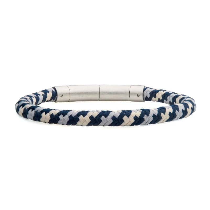 women’s holiday bracelets-6mm Blue, Grey & Beige Nylon Cord Bracelet BRNYLON-BGB