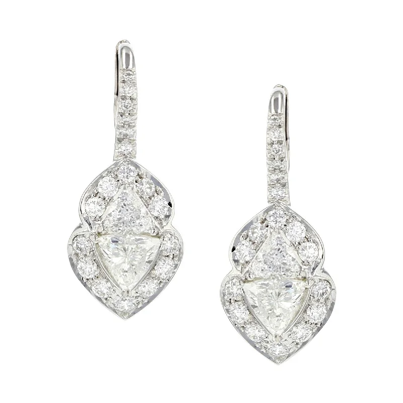 women’s elegant earrings-Platinum Diamond Drop Earrings