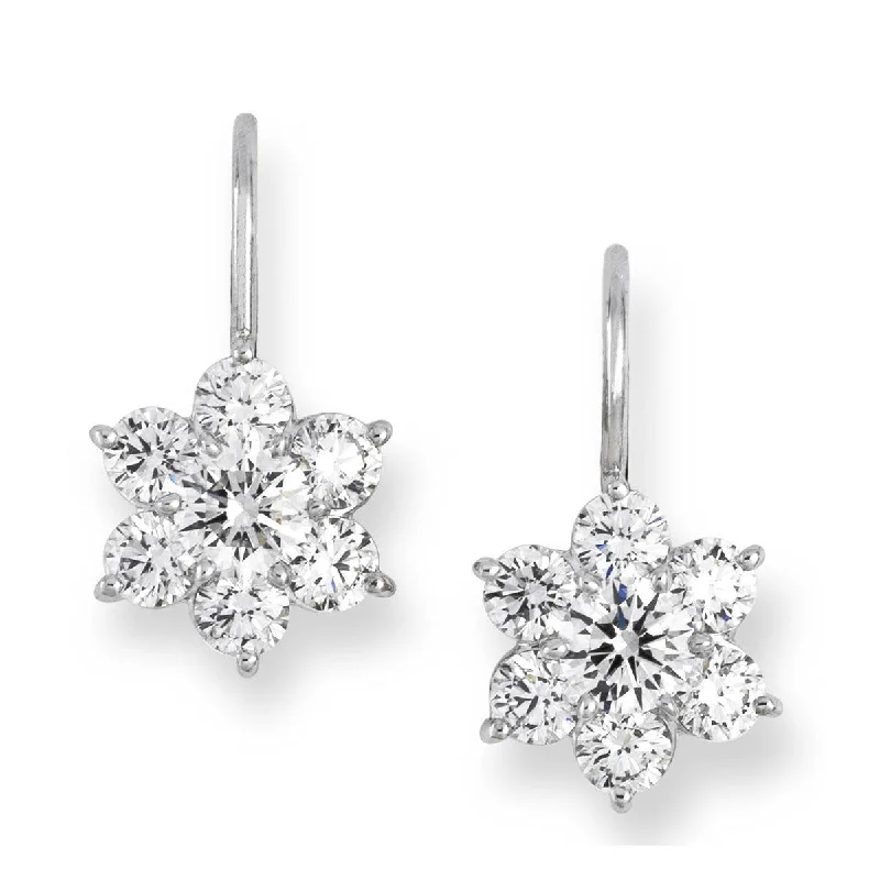 women’s contemporary earrings-Platinum Diamond Drop Earrings