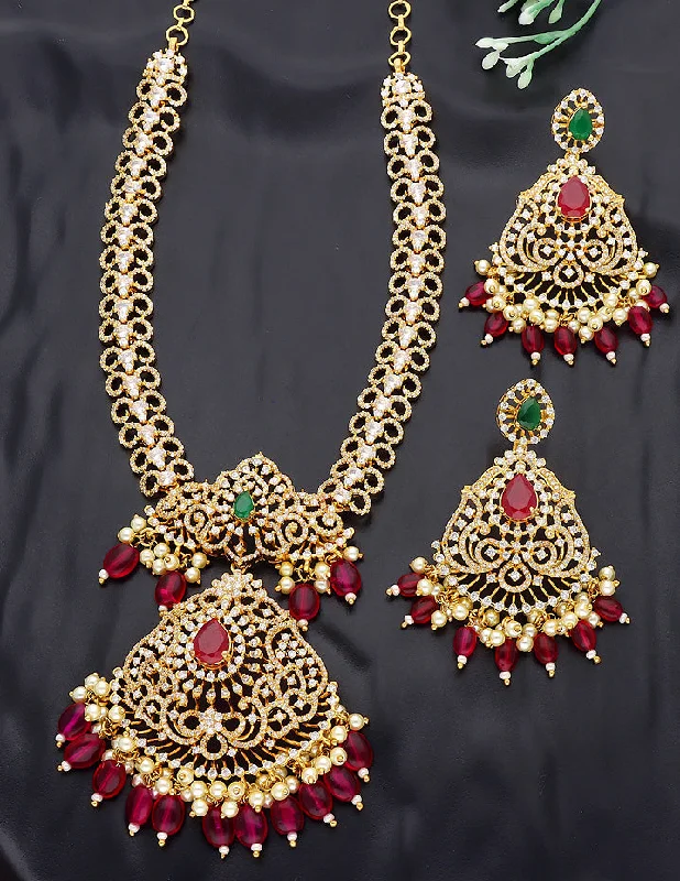 women’s gold necklaces-Designer Gold Polish Necklace Set