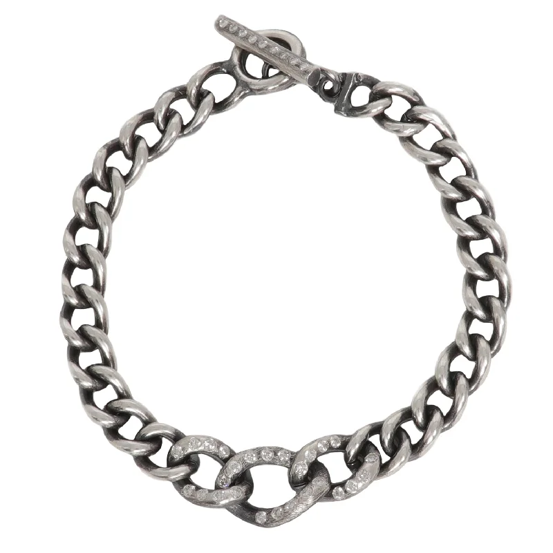 women’s gold-plated bracelets-Diamond Trio Curb Link Bracelet