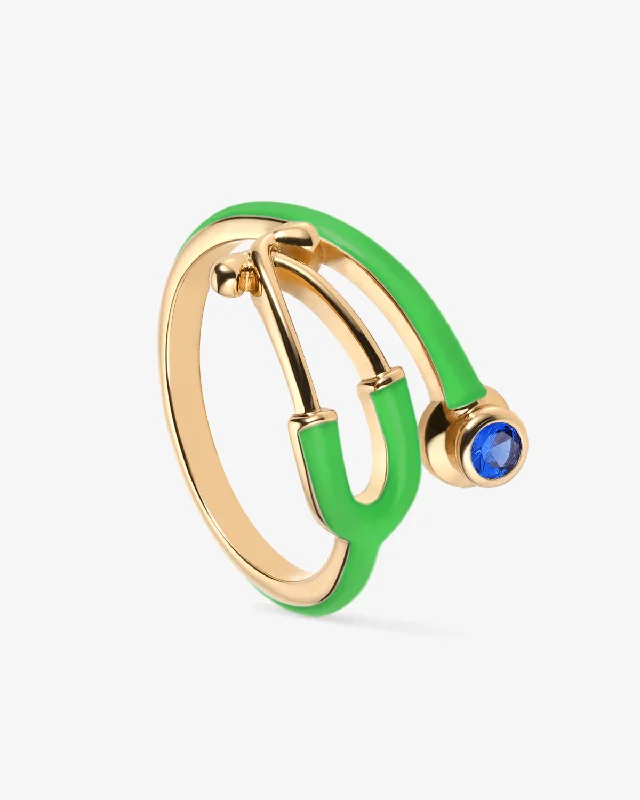 women’s wedding ring sets-Stethoscope Enamel Ring