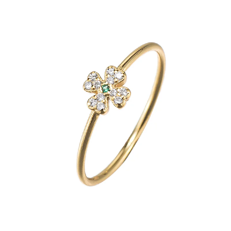 women’s sapphire rings-CZ Clover Ring