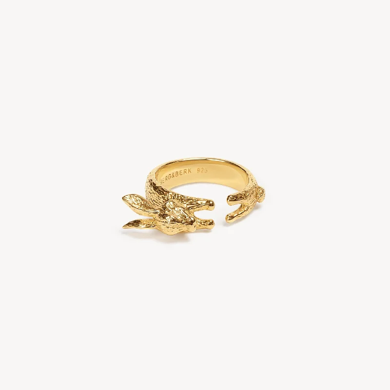 women’s silver rings-Gold Rabbit Ring