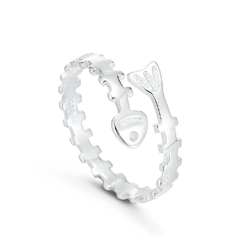 women’s dainty rings-Sterling Silver Fish Bone Ring