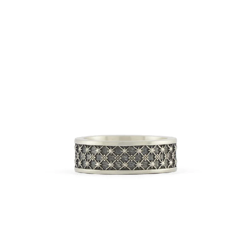 women’s antique rings-Silver Jacquard Ring