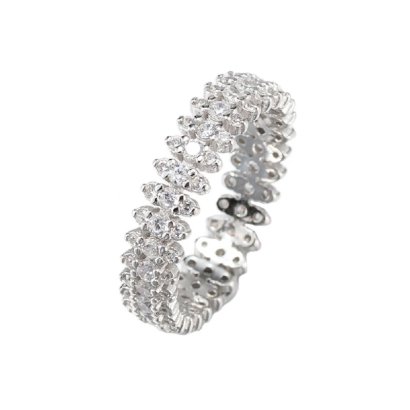 women’s oval rings-Sterling Silver Diamond Set Ring