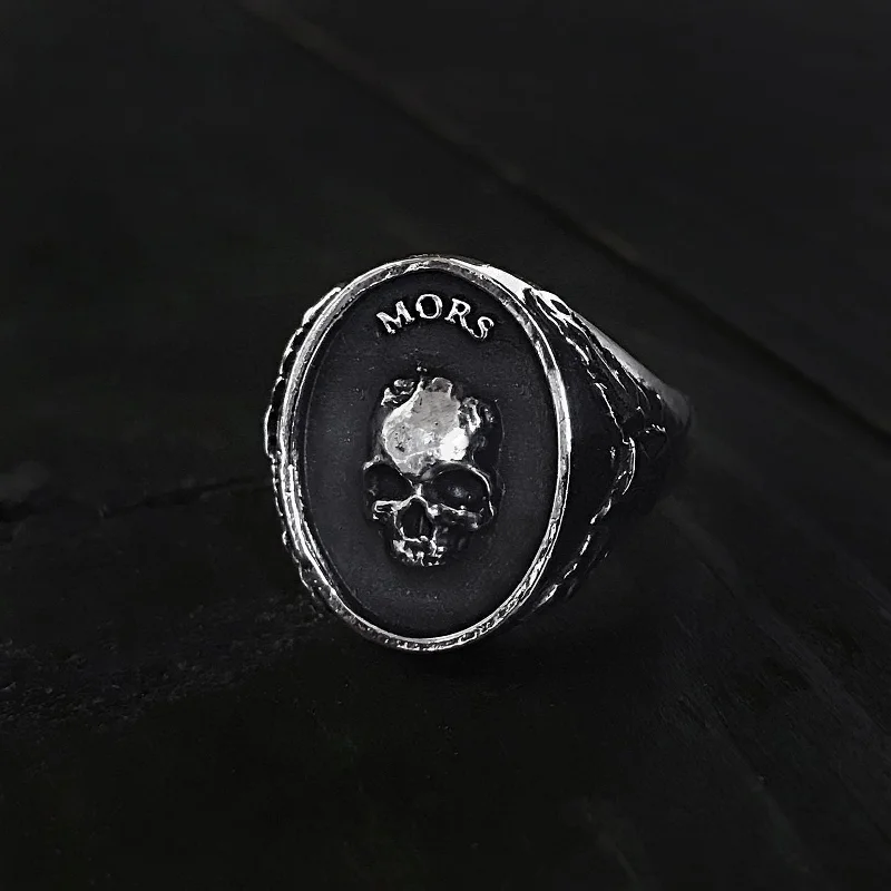 women’s adjustable gemstone rings-Mors Signet Style Ring