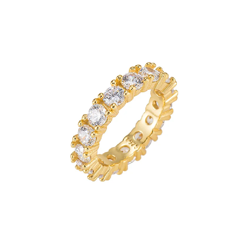 women’s fashion gemstone rings-Round Zirconia Band Ring