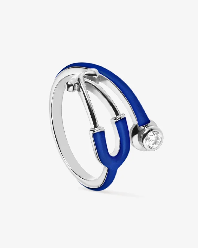 women’s oval rings-Stethoscope Enamel Ring