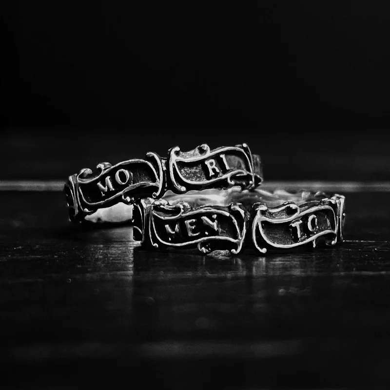 women’s dainty rings-Memento Mori - Mourning Band