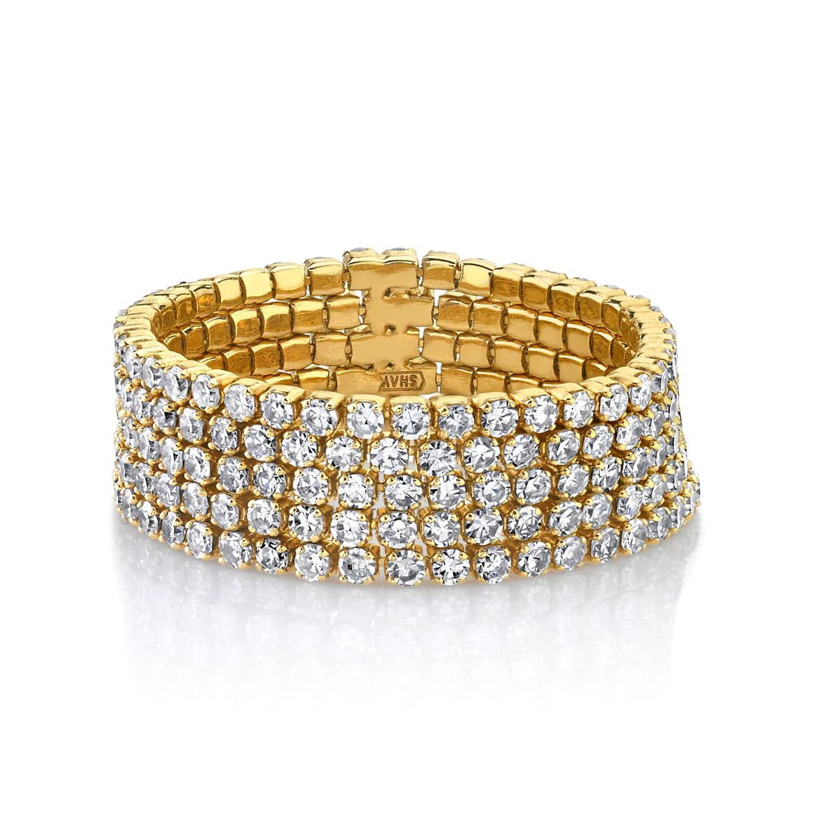 women’s geometric rings-5 Thread Diamond Stack Ring