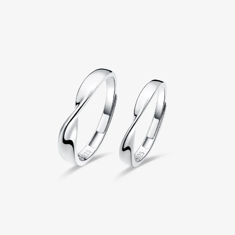 women’s dainty rings-FANCIME "Mobius Knot" Adjustable Promise Sterling Silver Rings