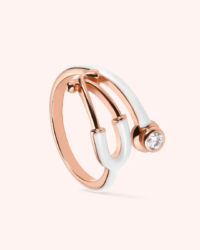 women’s minimalist rings-Stethoscope Enamel Ring