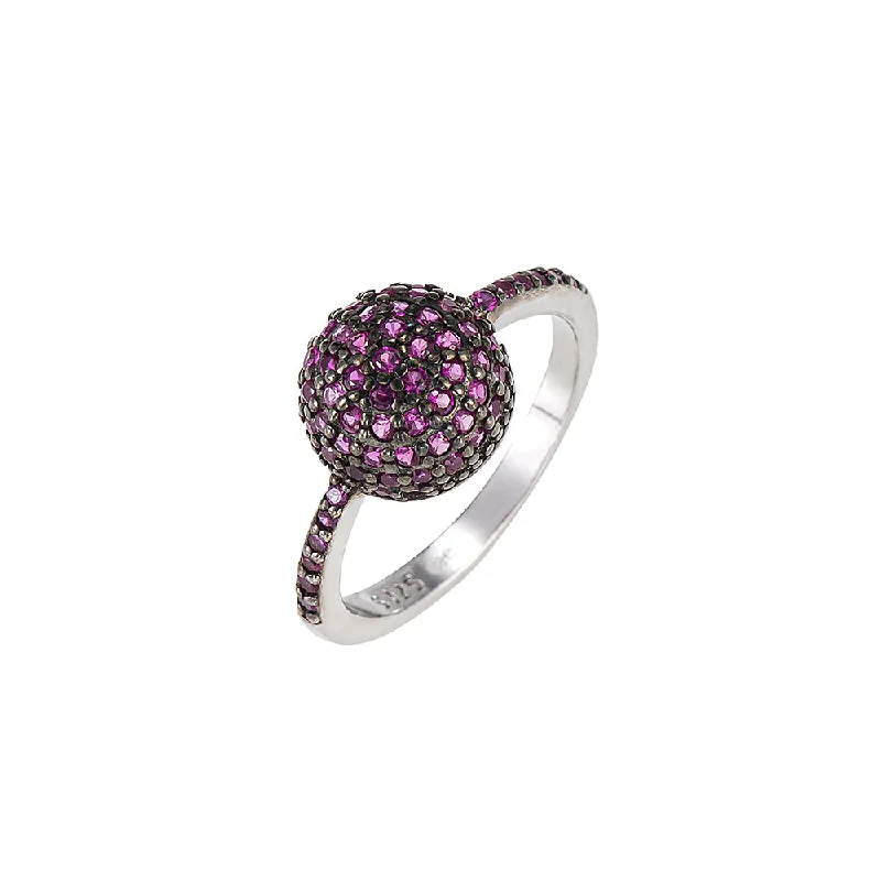 women’s unique engagement rings-Ruby and Black Onyx Ball Ring