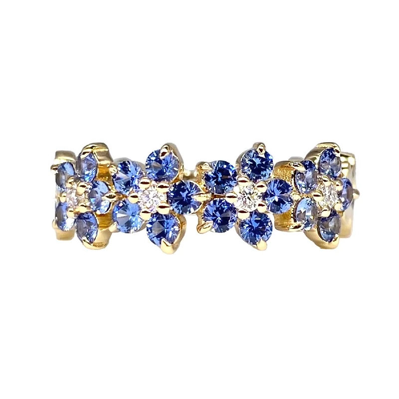 women’s fashion statement rings-Gemstone Flower Band Ring