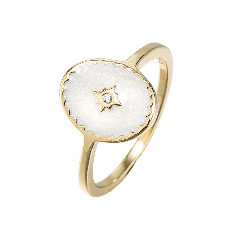 women’s pearl rings-Round CZ North Star Ring