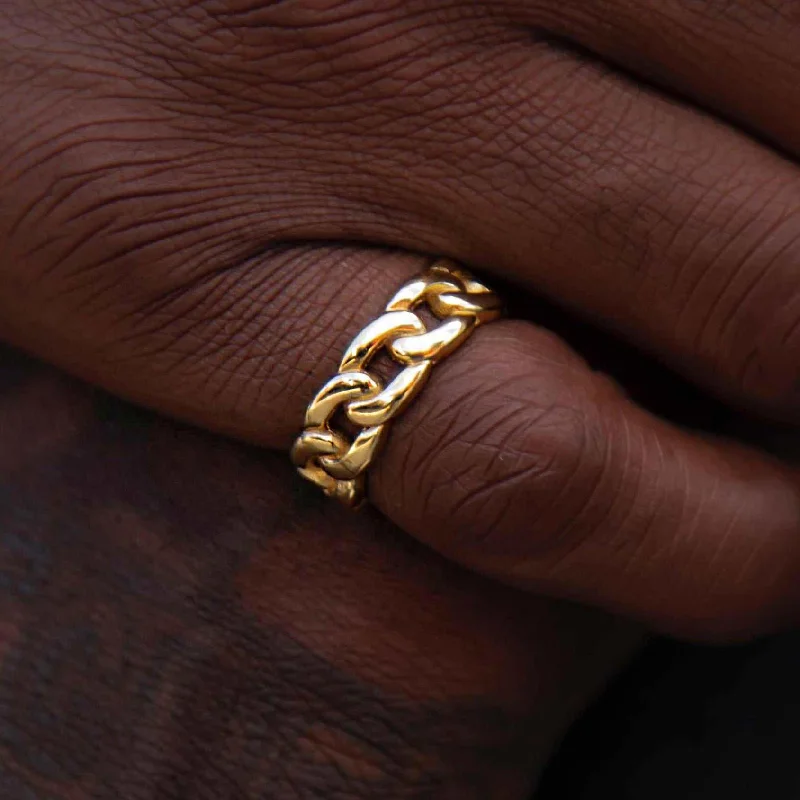 women’s custom rings-Cuban Band Ring