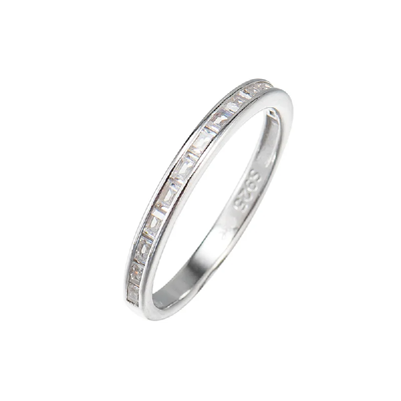 women’s gemstone-studded rings-Thin CZ Band Ring