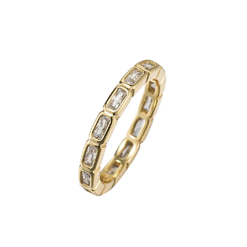 women’s pearl-studded rings-Band CZ Ring