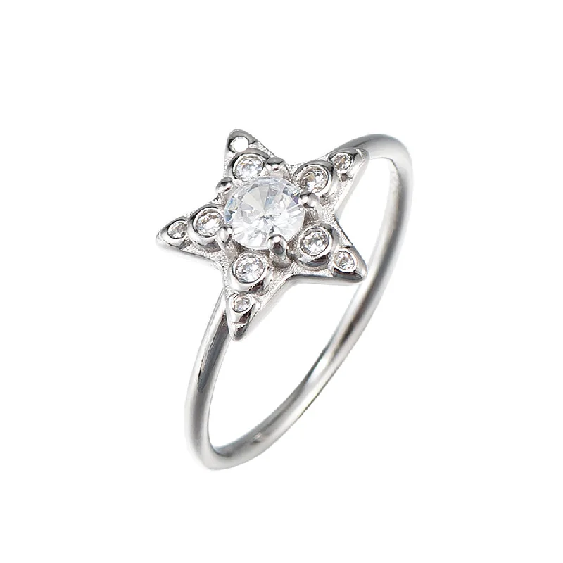 women’s luxury solitaire rings-Zirconia Star Ring