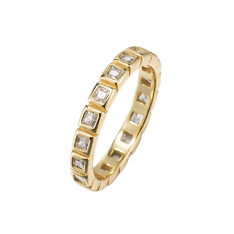 women’s luxury rings-Square CZ Full Band Ring