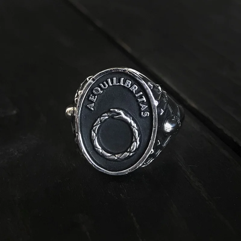 women’s silver rings-Aequilibritas Signet Style Ring