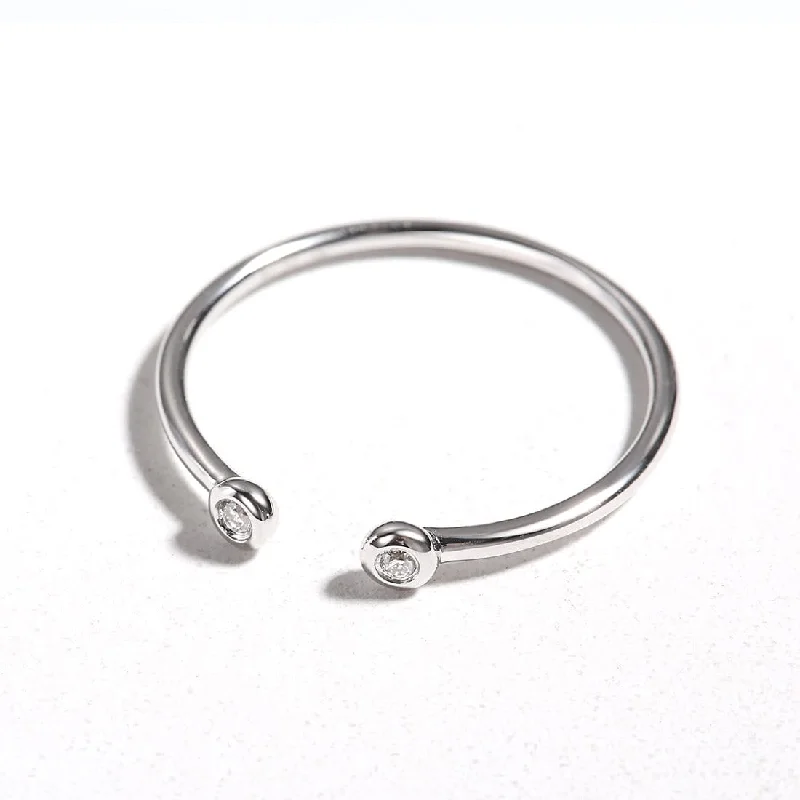 women’s friendship rings-18K White Gold Stackable Rings