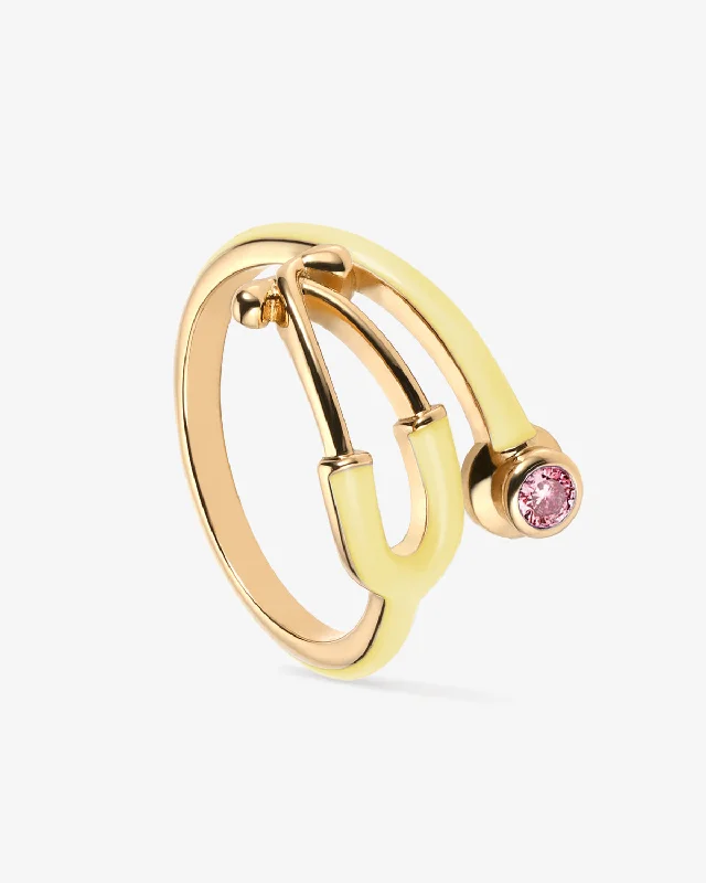 women’s diamond halo rings-Stethoscope Enamel Ring