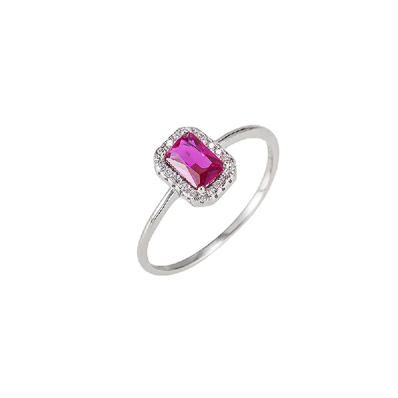 women’s red gemstone rings-Ruby and CZ Ring