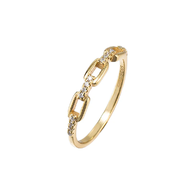 women’s diamond-studded rings-CZ Chain Thin Ring