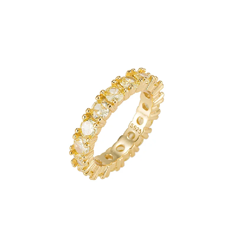 women’s dainty rings-Round Citrine Band Ring