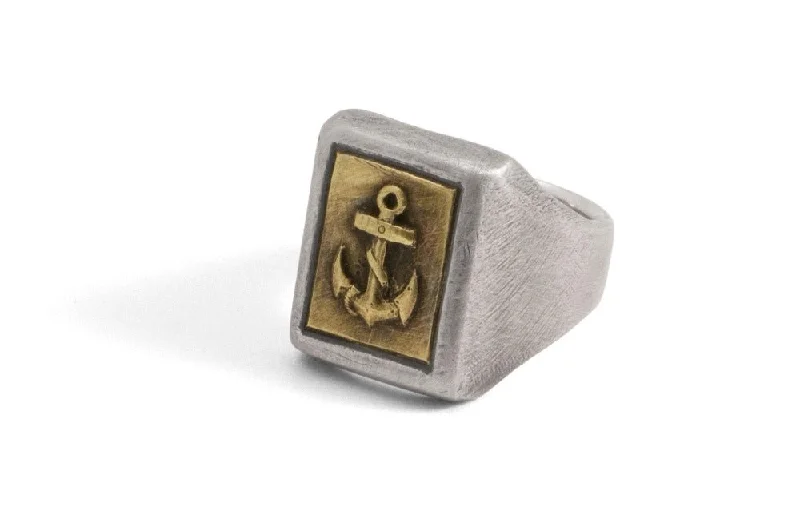 women’s minimalist rings-#037 - Signet Ring Anchor