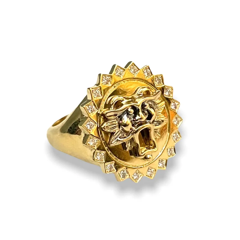 women’s gemstone-studded rings-Leo Lion Ring