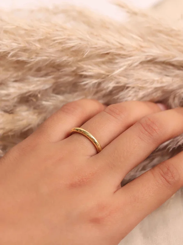 women’s vintage-style rings-Texture Ring Brass (Anti Tarnish)