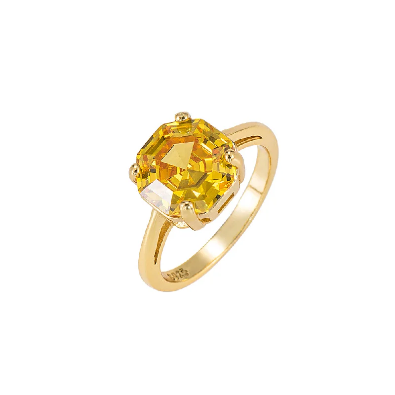 women’s crown rings-Citrine Single Stone Ring