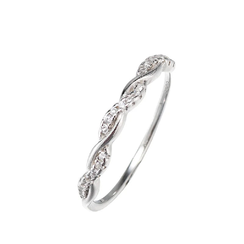 women’s platinum rings-CZ Double Rope Ring