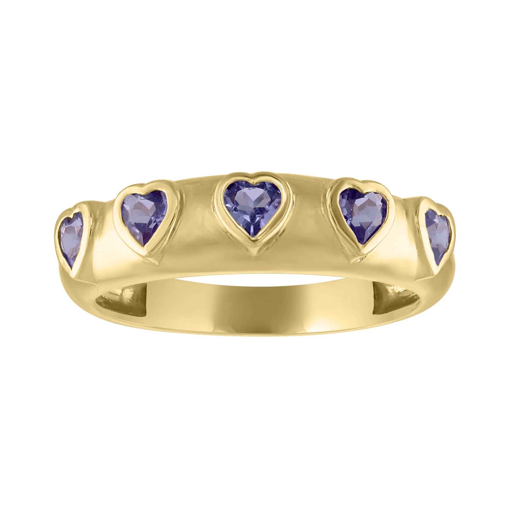 women’s citrine rings-Blue Iolite or Pink Tourmaline Cooper Heart Band Ring