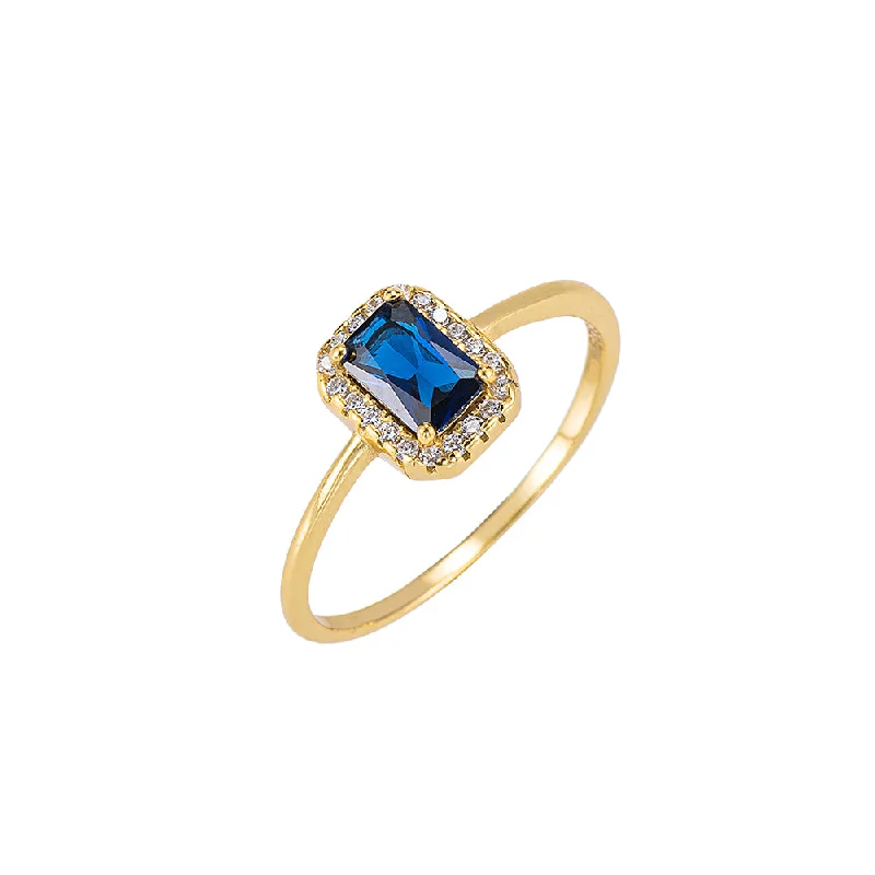 women’s boho rings-Sapphire and CZ Ring