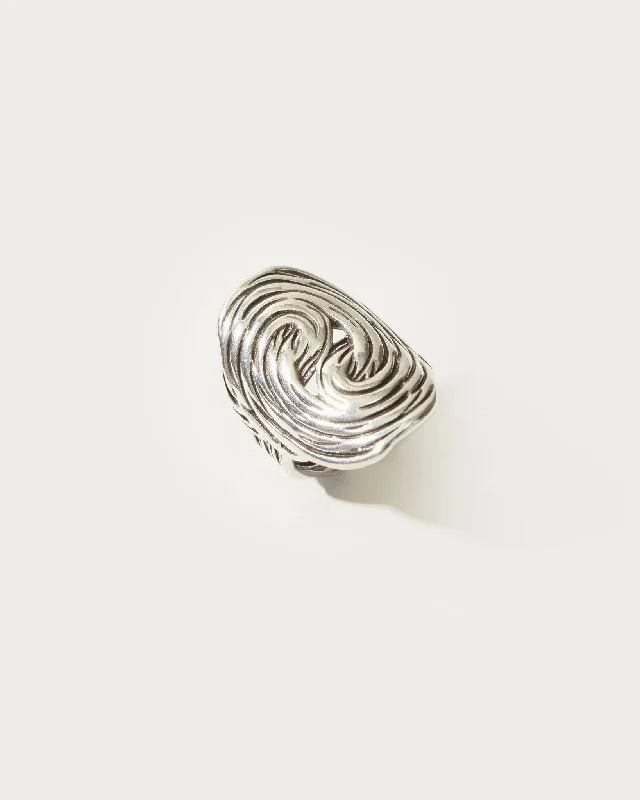 women’s white gold rings-Silver Swirl Ring