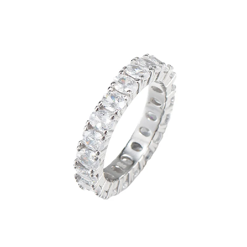 women’s multistone rings-Ovate Zirconia Band Ring