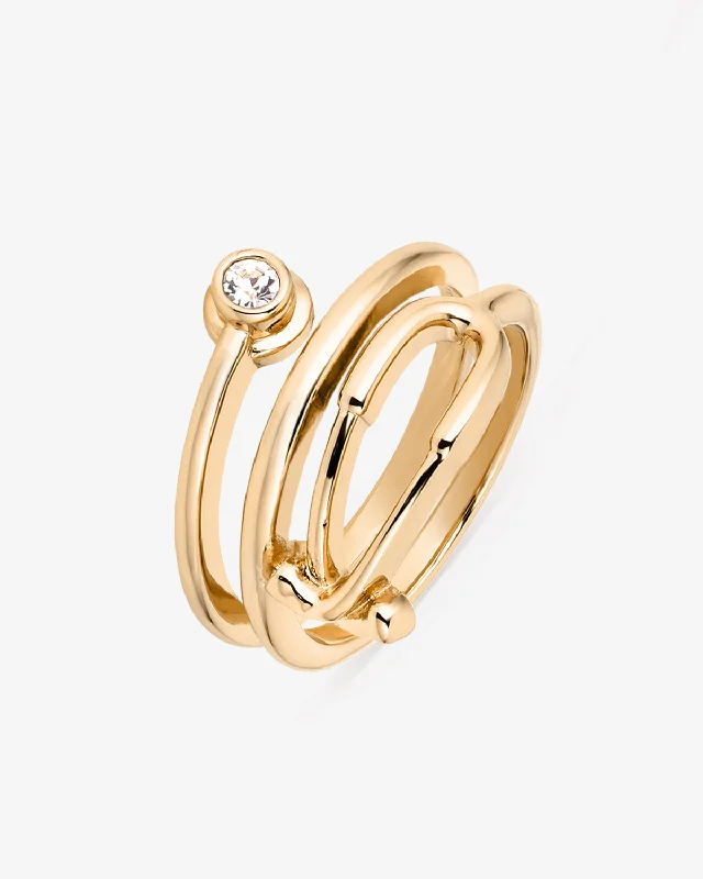 women’s gold-plated rings-Bold Stethoscope Ring