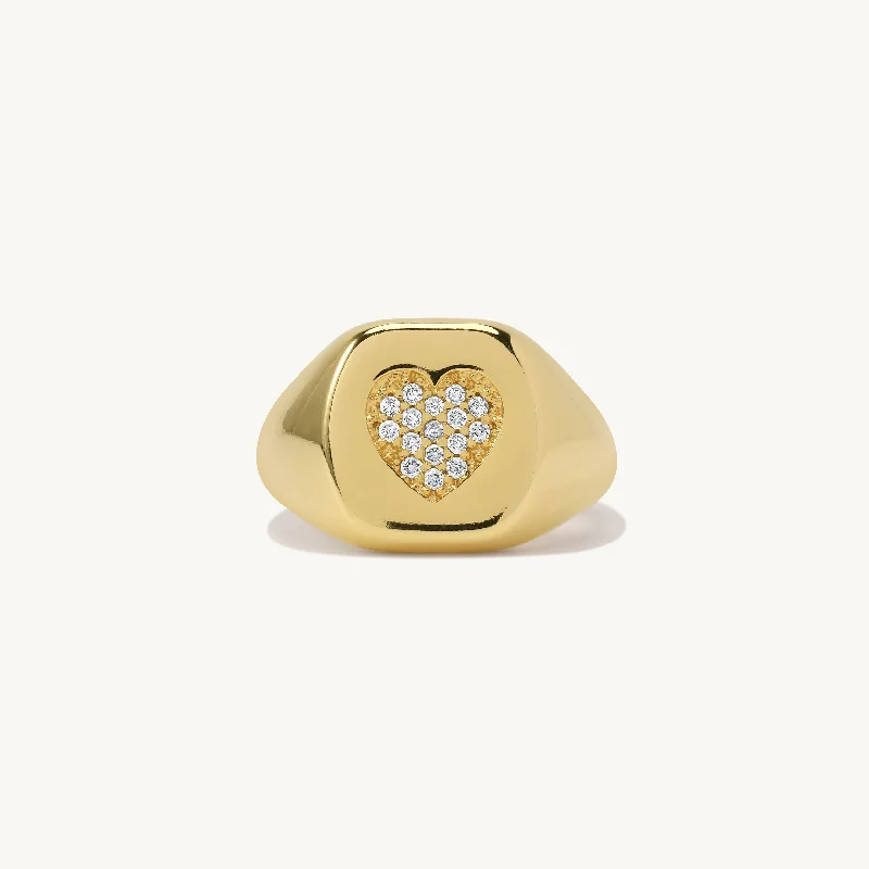 women’s wedding rings-Angela Heart Signet Ring